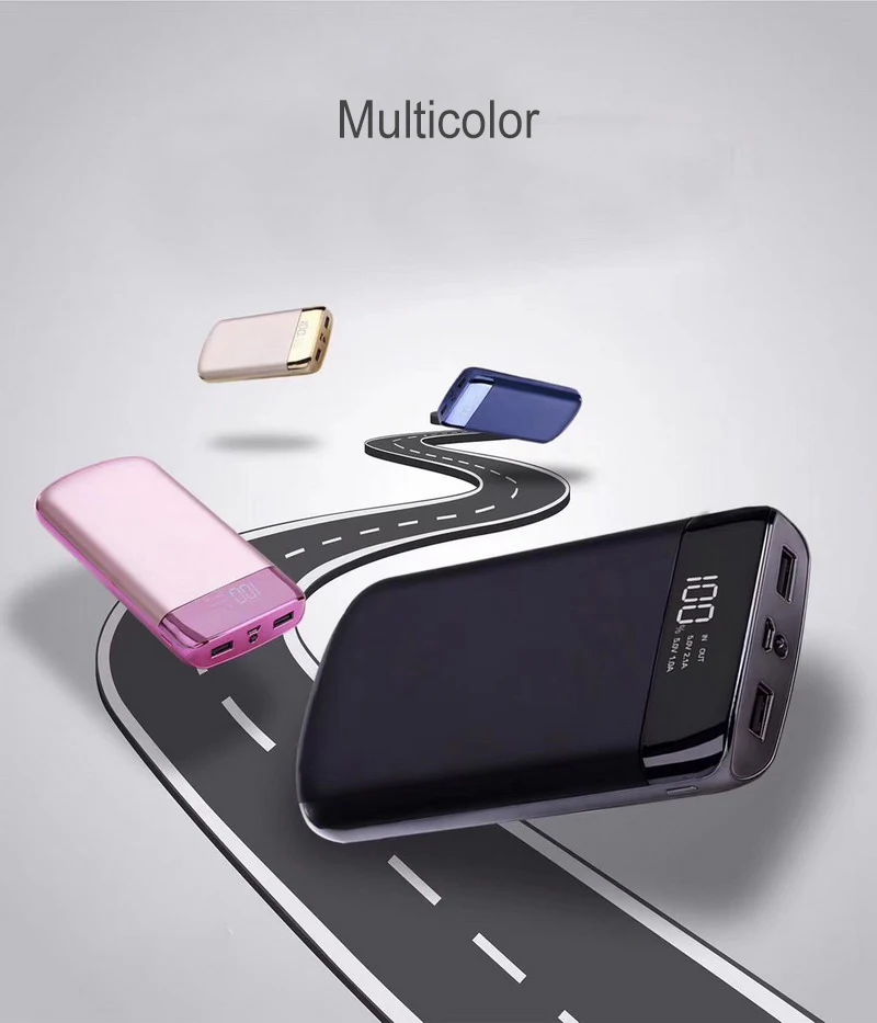2 USB светодиодный, портативное зарядное устройство, внешний аккумулятор, внешний аккумулятор, 20000 мА/ч, для iPhone, телефона, Xiaomi Mi, внешний аккумулятор, 20000 мА/ч, внешний аккумулятор