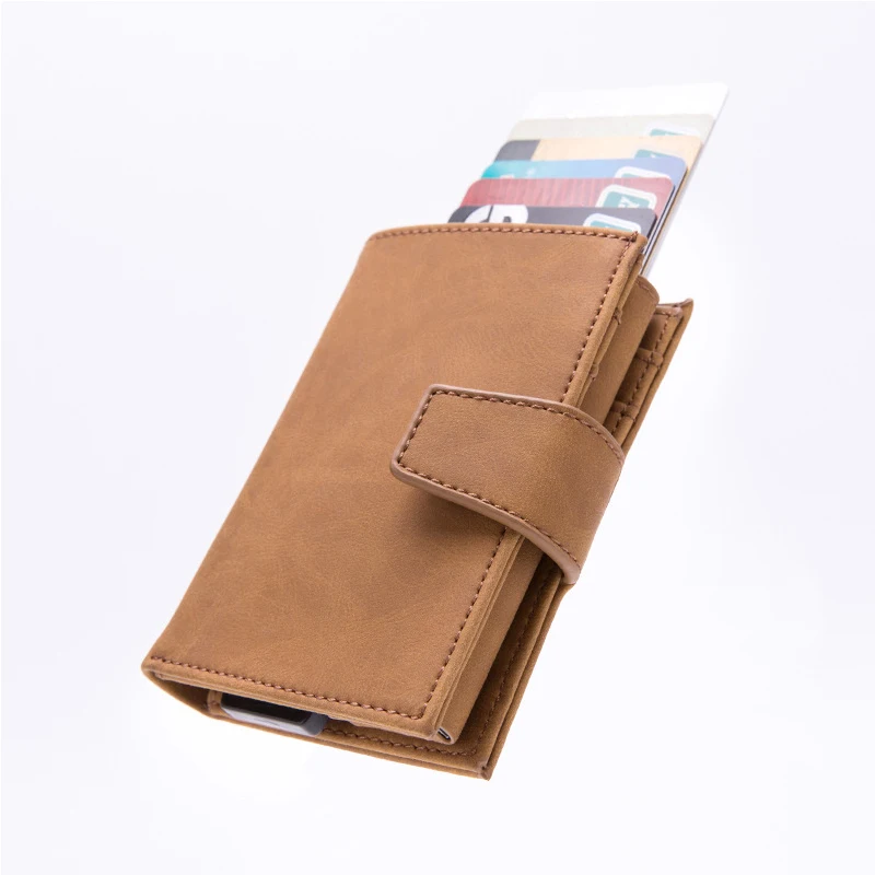 

Casual Large Capacity Rfid Wallet Men's Purse Blocking Reader Lock Bank Card Holder Multifunctional Card Box Credit Card Holder