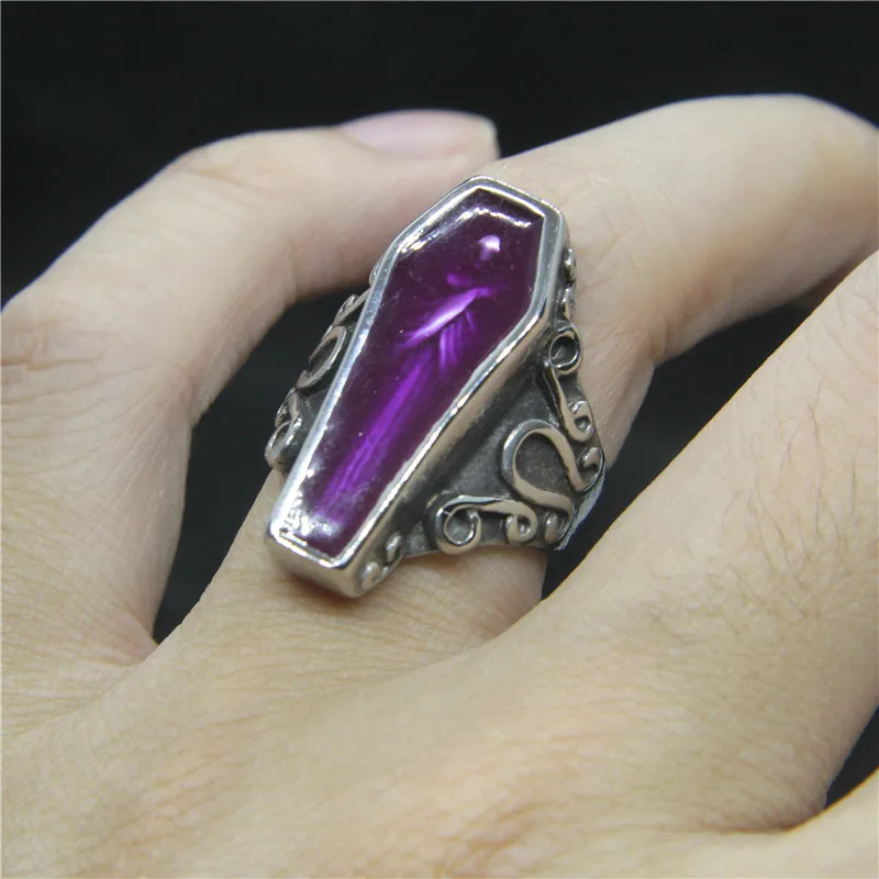 316L Stainless Steel Purple Coffin Mummy Ring Size 7-13 Punk Ring stainless steel ring,finger ring