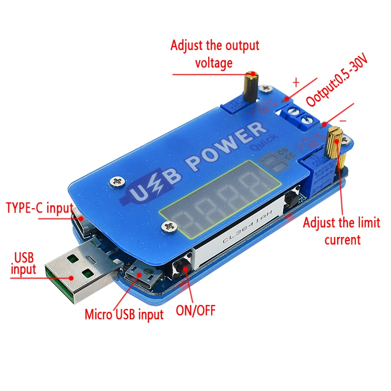 DP2F DC Регулируемый usb лабораторный блок питания DC 0,5-30 в 15 Вт регулятор напряжения QC2.0 QC3.0 AFC FCP триггер быстрой зарядки