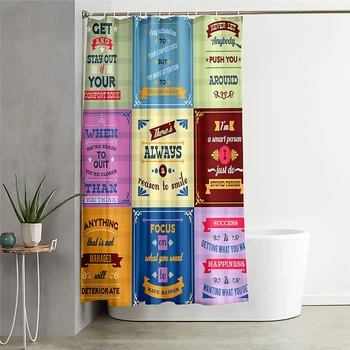 

Inspirational words print Shower Curtain Blue Bathroom 3D Blackout Shower curtain Large 180x200cm for bathroom Curtain