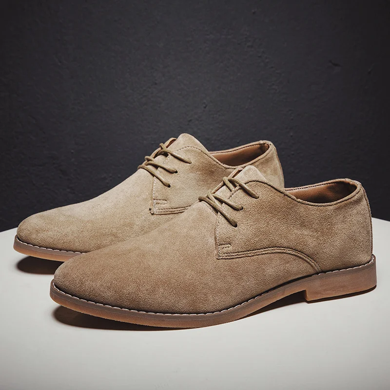 Мужские замшевые туфли оксфорды коричневые или черные из натуральной кожи на