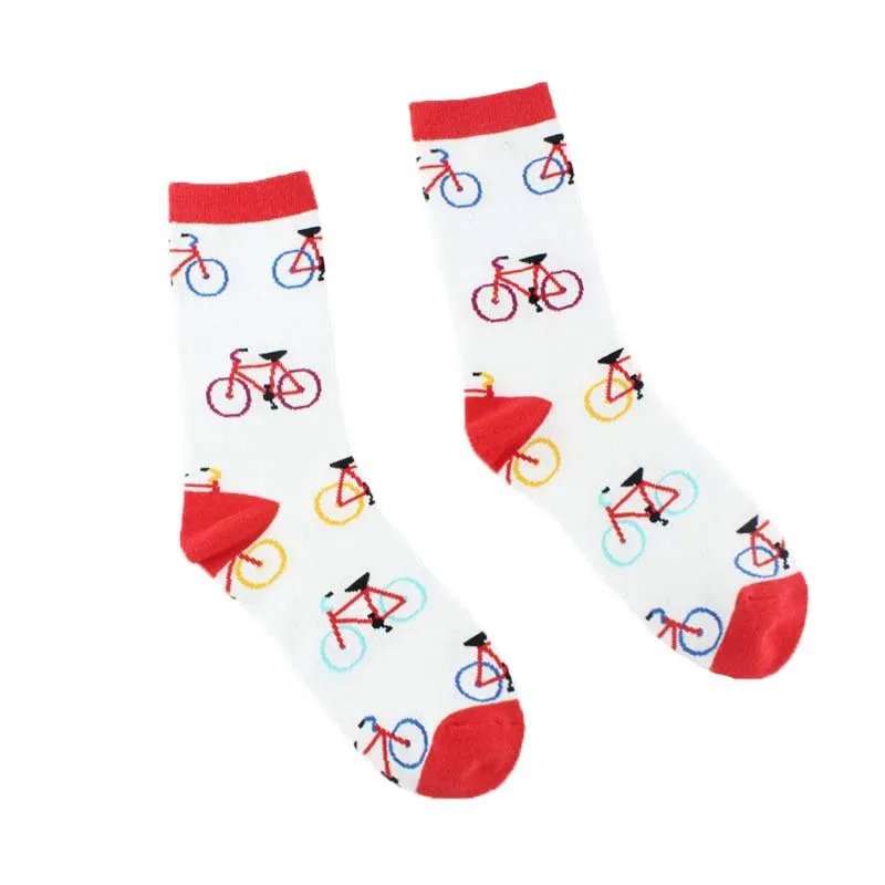Bike Взрослые Необычные хлопковые носки дом в форме ананаса Chocolat печенье в коробке молоко Велоспорт езда велосипед милый дизайн Поддержка Прямая поставка - Цвет: Bike