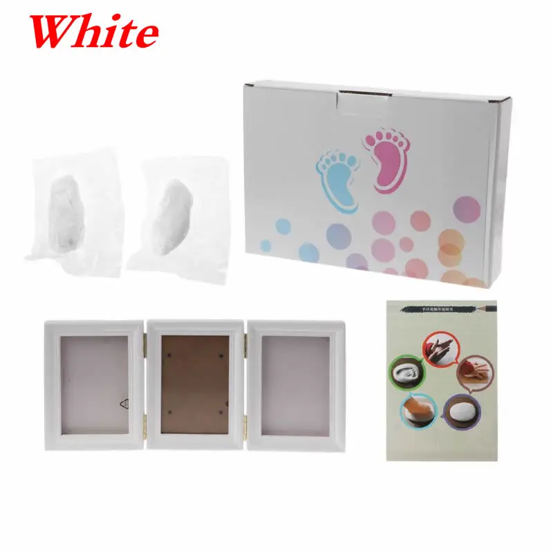 White 3D формы для новорожденных, детская фоторамка с отпечатком руки для ухода за ребенком, сувенирная литая мягкая глиняная Накладка для новорожденного - Цвет: White