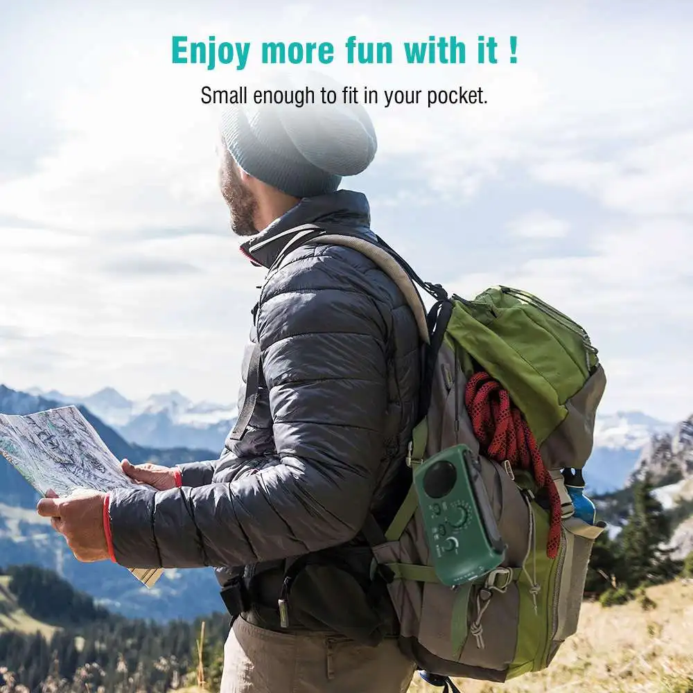 Emergency Portable Solar Crank AM/FM Weather Radio with LED Flashlight with Cell Charging Interface Can Charge for Phone