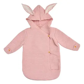 

Kuulee Sleeping bag Baby Cute Rabbit Ear Hooded Knitted Warm Kick-Resistant Sleeping Bag for Pram comfortable keeps feet warm