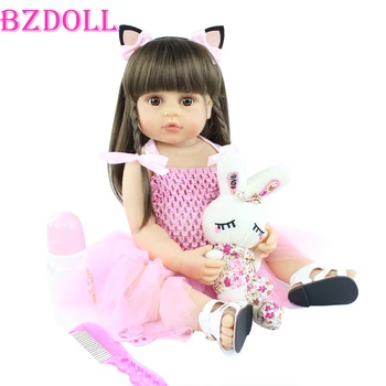 55cm Lifelike Baby Reborn Doll For Girl Full Body Soft Silicone Newborn Toddler Bebe Boneca Kid Birthday Gift Popular Bath Toy 1