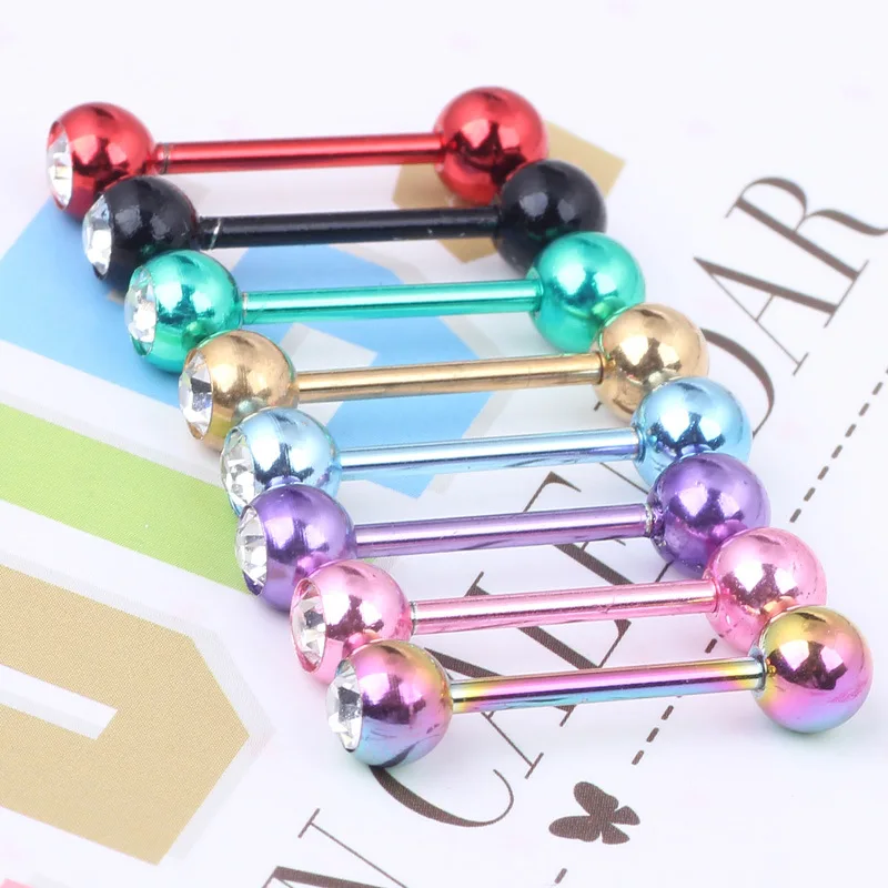 Новая мода 9 видов цветов нержавеющая сталь круглая штанга язычок кнопка кольцо