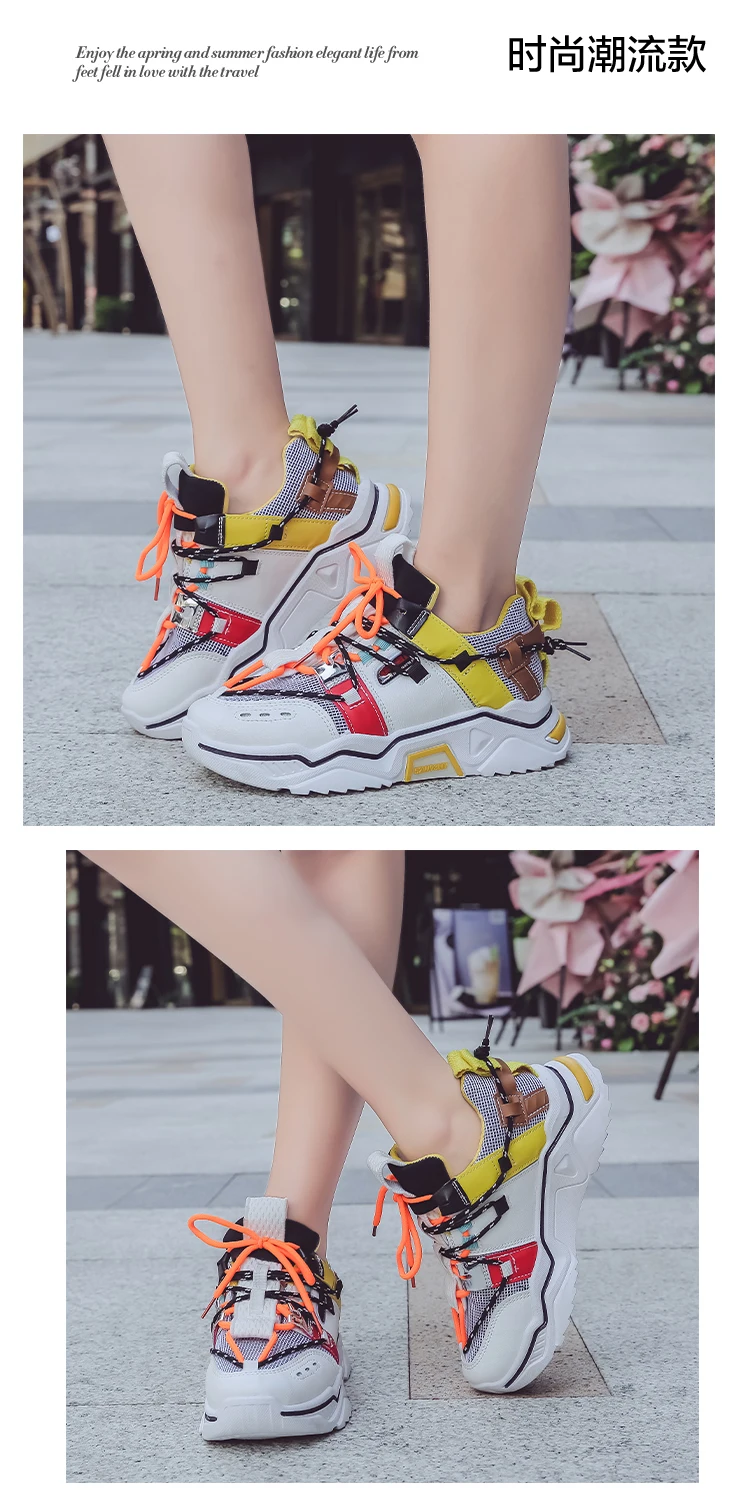 Новинка; женские массивные кроссовки на платформе 5 см; повседневная обувь из вулканизированной кожи со шнуровкой; роскошные дизайнерские модные женские кроссовки;