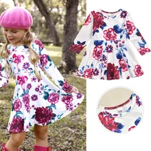 Платье принцессы; Одежда для маленьких девочек; Повседневная модная детская одежда; коллекция года; нарядное платье для девочек; платья для улицы; весенняя одежда с цветочным узором для девочек