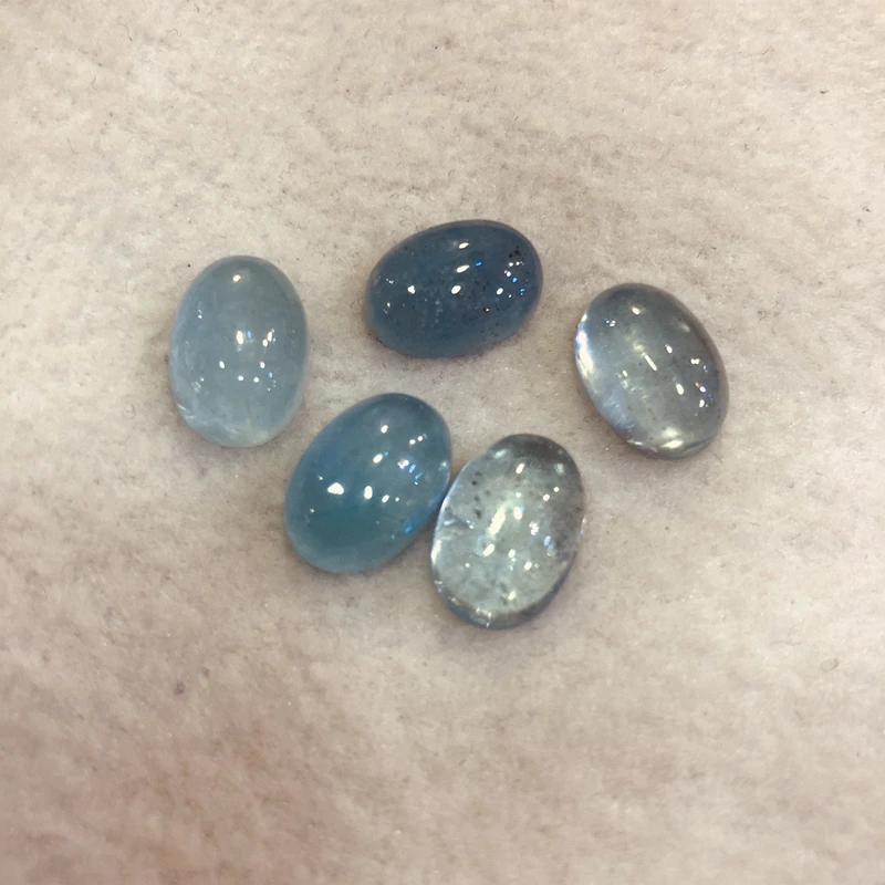 

Wholesale 5pcs/pack AAA Quality Blue Aquamarine Bead Cabochon 10x14mm Oval Gem Cabochons For Jewelry making