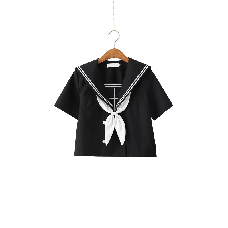 Short Sleeve Top Uhyd Crossing, японская школьная форма для девочек, матросский стиль, школьная форма черного цвета, большие размеры, Lala, костюмы для болельщиц - Цвет: Short Sleeve Top