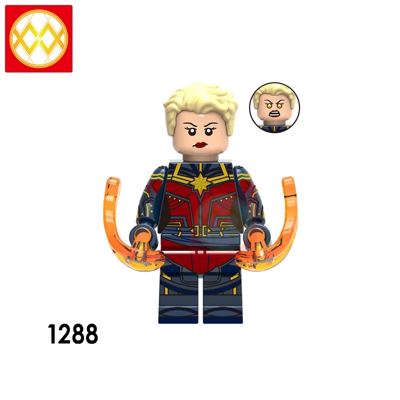 XH1288-CaptainMarvel 100 шт/партия X-men Санта Росомаха Дэдпул мутанты машина для уничтожения кабеля Человек-паук Харли Куинн строительные кубики, детские игрушки PG8180 - Цвет: XH1288-CaptainMarvel