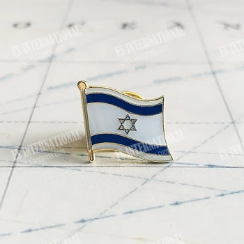 Israel Flag Crystal Epoxy Metal Enamel Badge Brooch Lapel Pins Accessories Size1.6*1.9cm