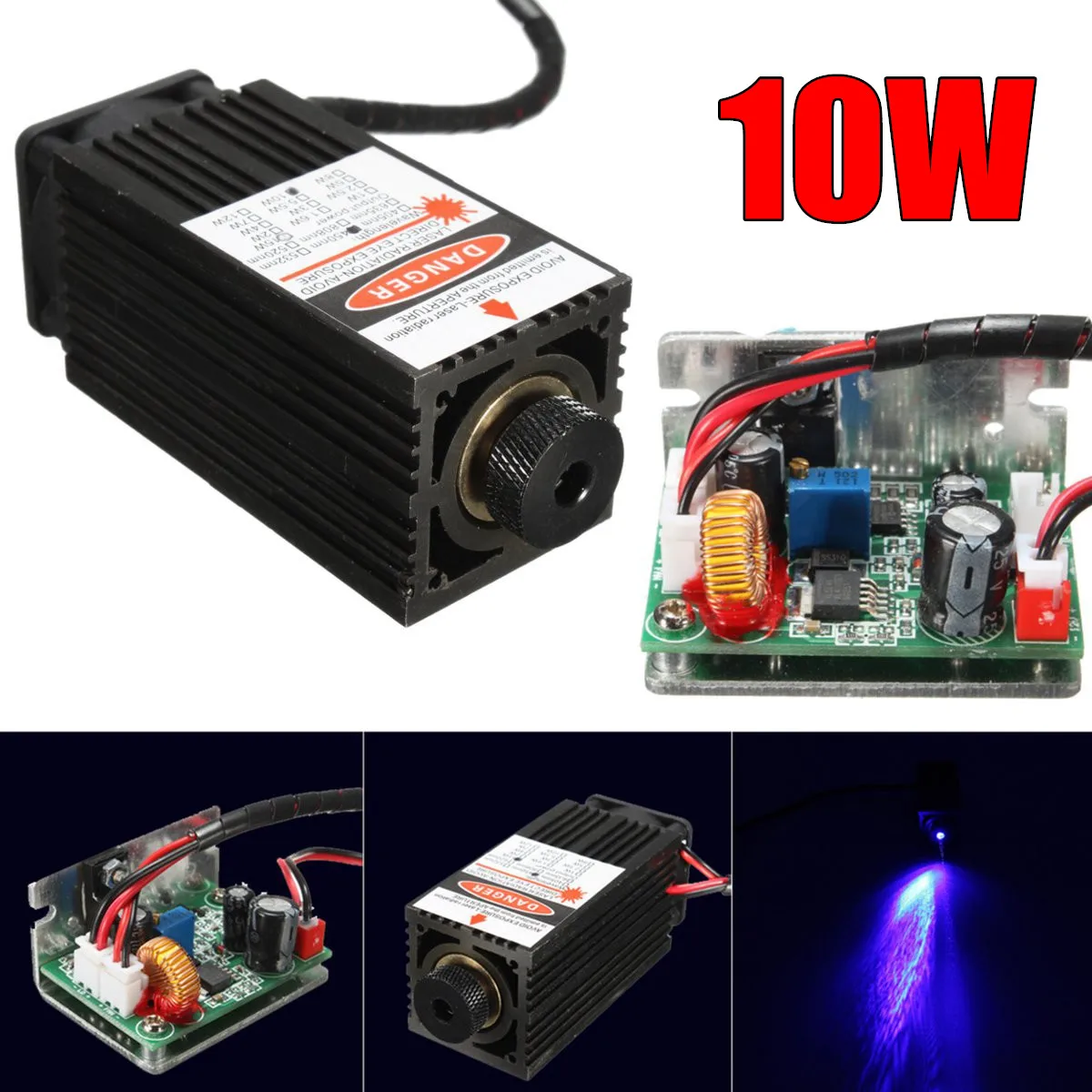 

10W Laser Head Engraving Module 450nm Blue Light Marking Engraver With TTL Modulation DIY Diode Metal Marking