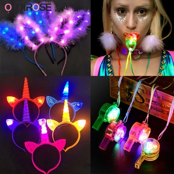 

Random Color Unicorn Light Glow Headband Light-Emitting Fiber Optic Hair Braid Hairpin Stage Dance Party Concert Decor Supplies