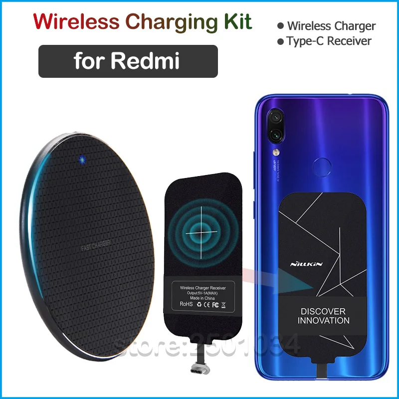 Qi Wireless Charging for Xiaomi Redmi Note 7 8 8T 9S Redmi 8 8A K20 K30 Pro Wireless Charger+USB Type C Receiver
