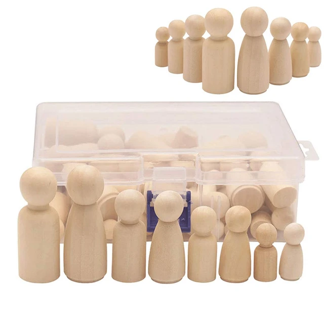 50Pcs Unfinished Wooden Peg Dolls Wooden Figures Decorative Peg