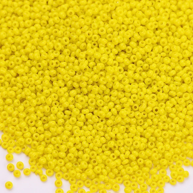 10g 720 Pieces 2mm Austria Solid Color Bead 12/0 Opaque Neon Round Beads Glass Seed Beads Handmade DIY Jewelry Bags Accessories 333 Yellow