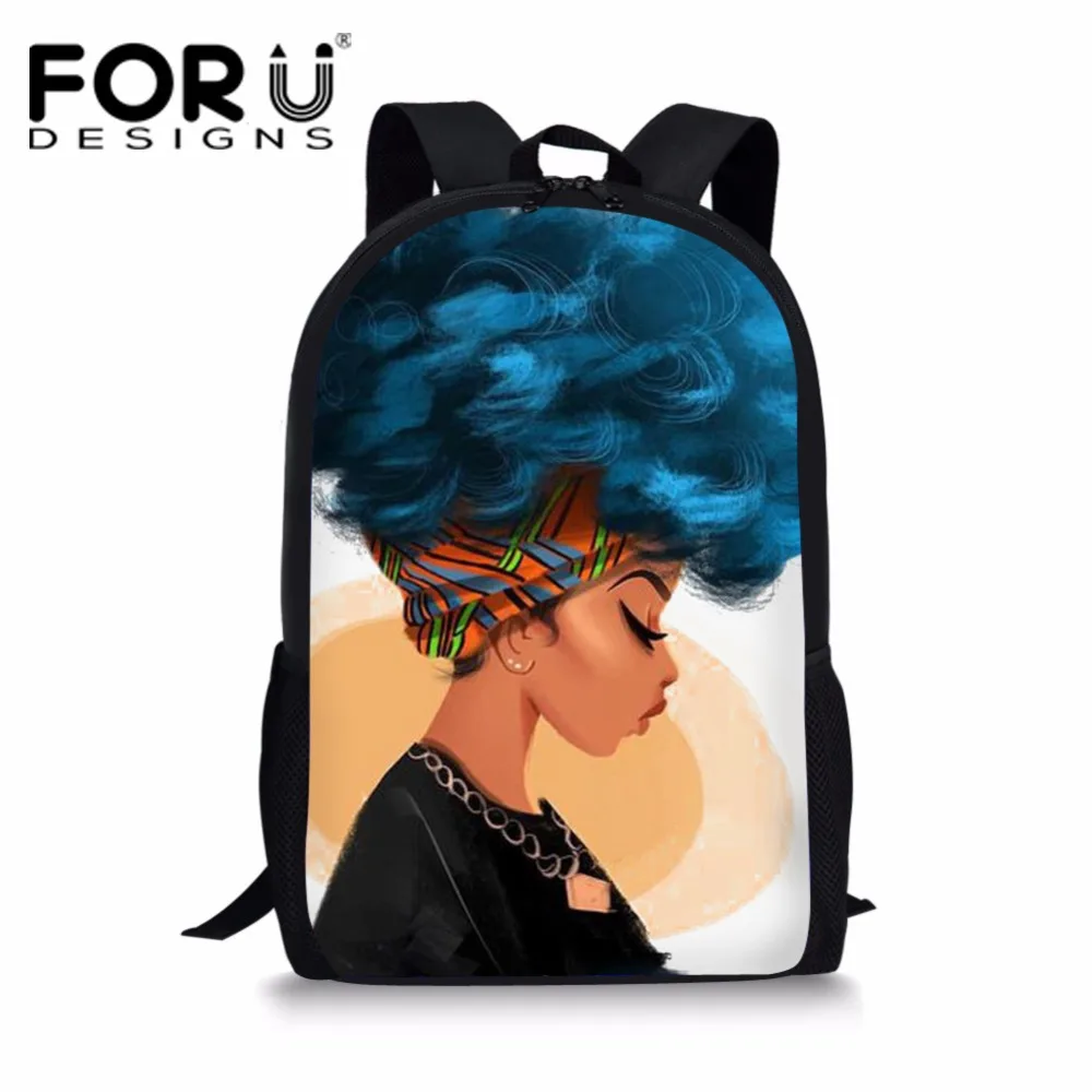 NOISYDESIGNS African Backpack Cartoon African Black Girls Print School Bag Kids Cute Book Bag Teenager Girls Schoolbags Mochila