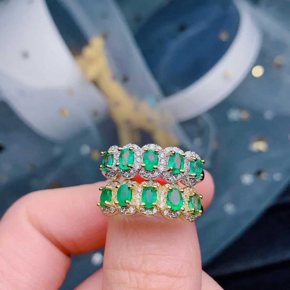 SHILOVEM 925 sterling silver Natural Emerald rings classic fine Jewelry women wedding plant wholesale new 3*4mm dj0304928agml