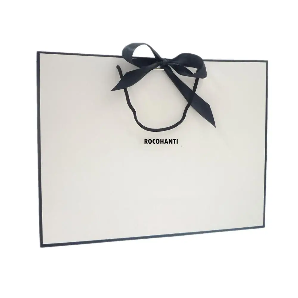 

100X Custom Decoration Handmade Elegant Wedding Gift Costume shopping Paper bag with Big Ribbon bowknot Closure