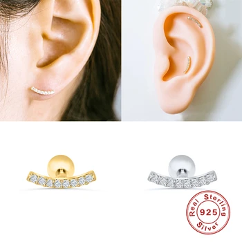 

Aide Real 925 Sterling Silver Cute Korean INS Piercing Stud Earring For Woman Girls Cartilage Earrings Puncture Pendientes