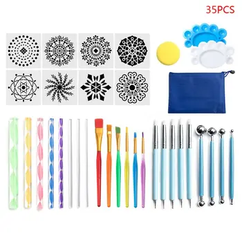

35pcs Mandala Dotted Tools Set for Painting Stone Ceramic Multifunction Stencil G8TA