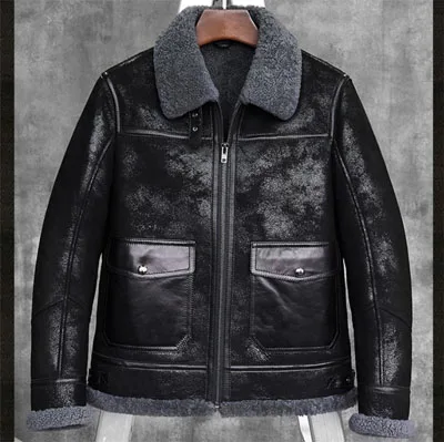 B6, верхняя одежда из овчины, мужская зимняя куртка, Мужская куртка Авиатор, куртка пилота, мужская куртка s B3, куртки и меховые пальто, chaqueta hombre - Color: Black