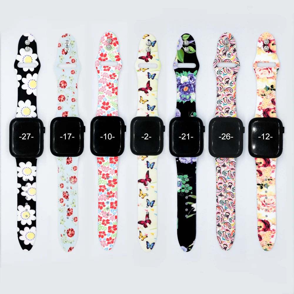 Ремешок с цветком для apple watch 5 4 band 44 мм 40 мм correa iwatch band 42 мм 38 мм браслет силиконовый apple watch 3 2 1 Аксессуары для часов