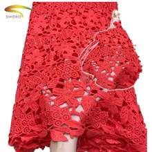 Высокое качество 3 цвета полые африканские вышивки водорастворимый молочный шелк кружевная ткань с камнями нигерийская Свадебная кружевная ткань