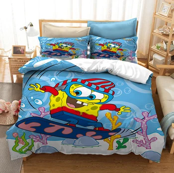 

Comic SpongeBob Piestar Bedding Set Bedroom Decor Kids Gift Hypoallergenic Quilt Cover 1PC Duvet Cover with Pillowcase Dropship
