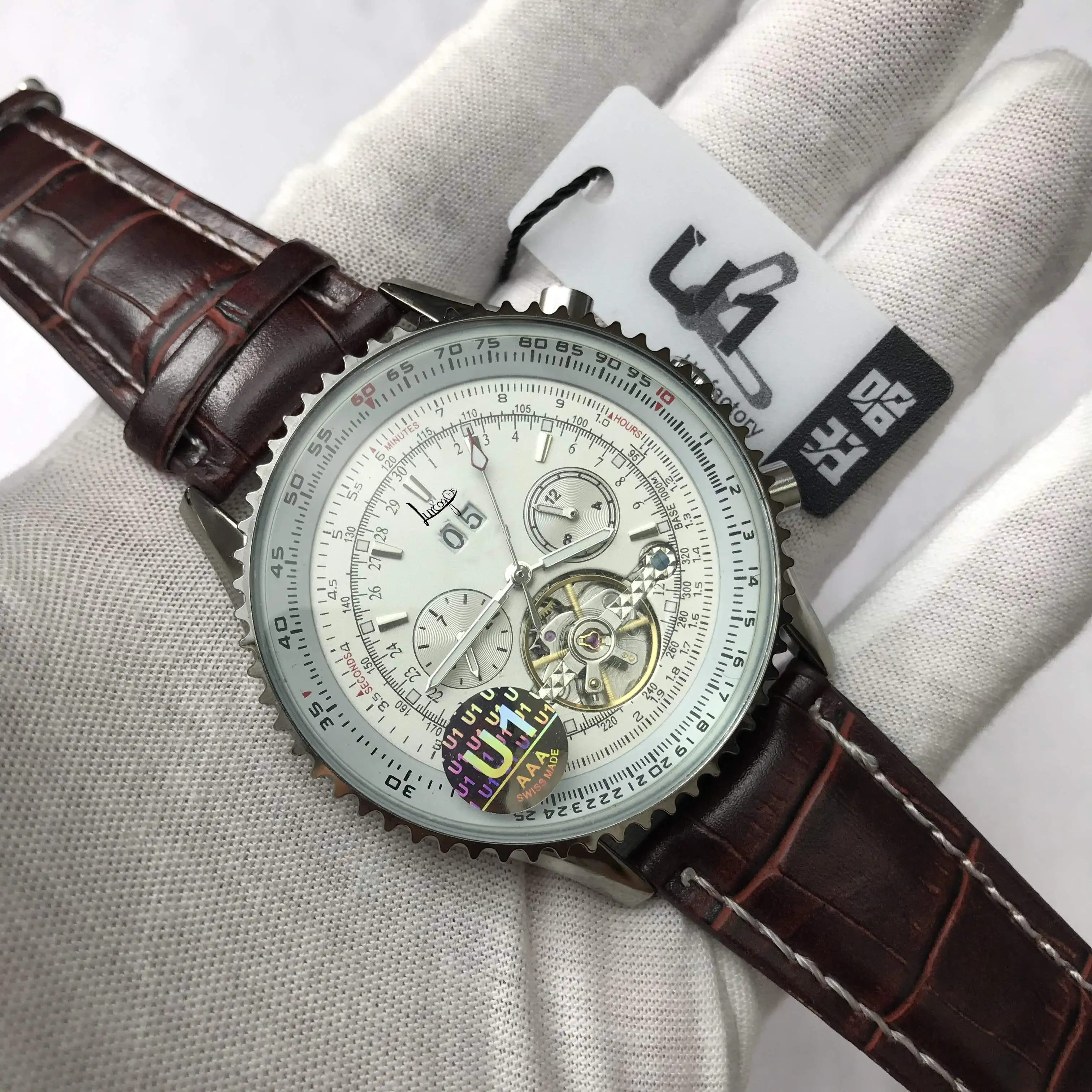 

NEW Breitl--ing Luxury Brand Mechanical Wristwatch automatic Watch with leather Strap relojes hombre automatic