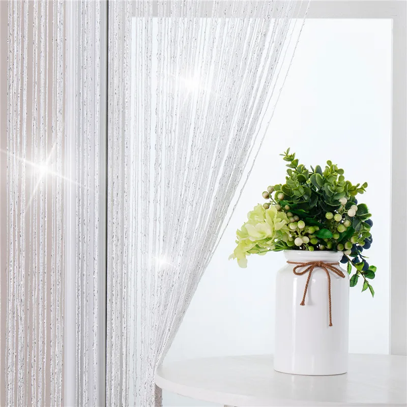 300X260 cm String Curtain Valance Shiny Tassel Line Curtain Solid Color Window Door Curtain Divider Drape Room Decor 5