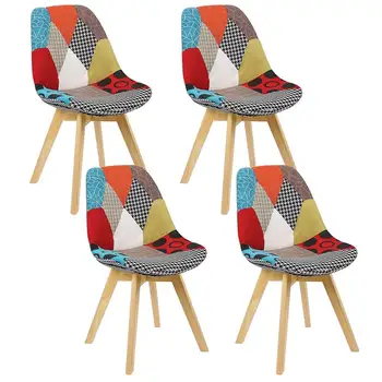 

A set of 6 Nordic medieval style art dining chairs, beech wood feet retro design chairs, suitable for kitchen, dining room (red)