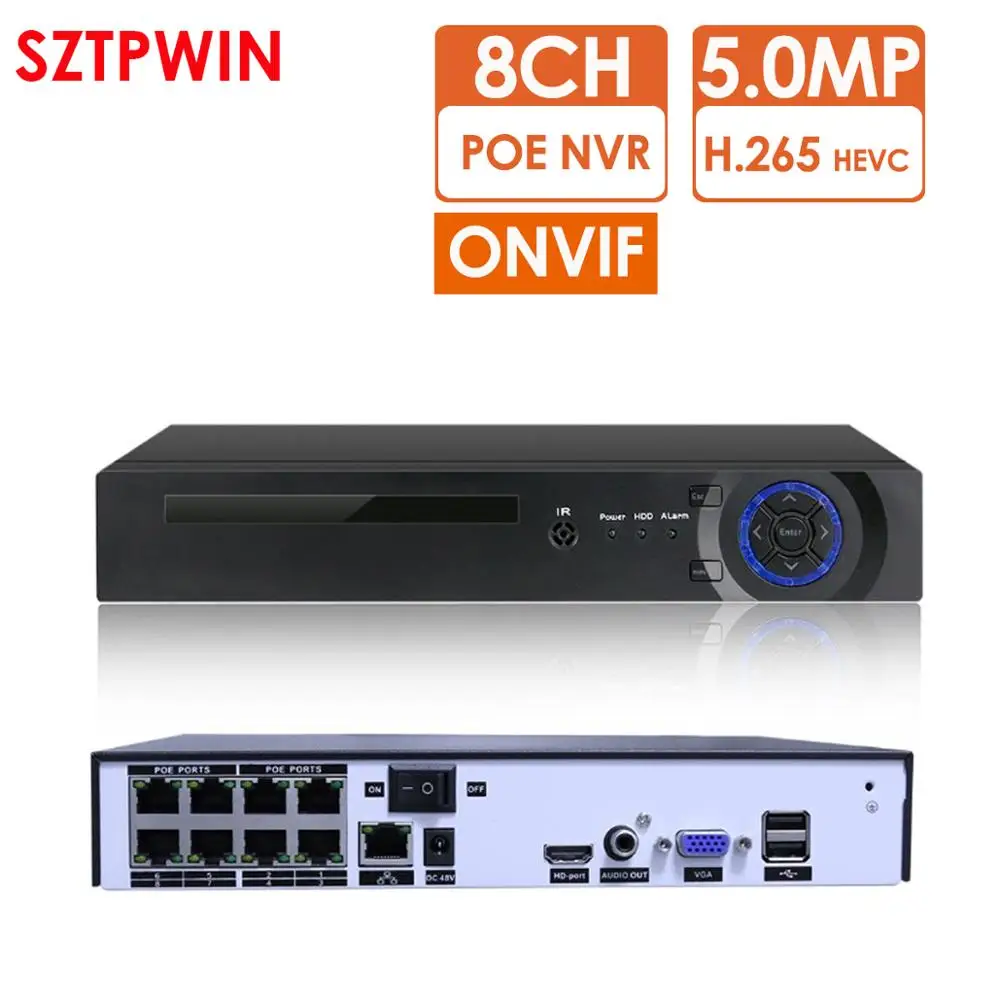 Cámara de videovigilancia PoE NVR, 4 canales, 8 canales, 5.0MP, H.265, HD, 1080P, 3MP, 4MP, 5MP, cámara IP POE, NVR, 48V, 802.3af, ONVIF, 2,4