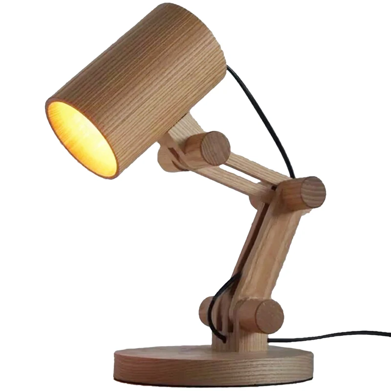 ABUI-Japanese Style Desk Led Lamp Solid Wooden Table Lamp Living Room Bedside Desk Light Reading Table Lamp Lighting Home Decor