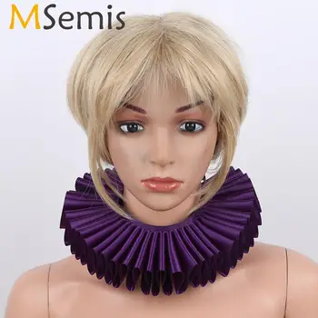 

MSemis Renaissance Elizabethan Vintage Costume Neck Piece Ruffled Clown Collar Women Detachable Collar Stays Fake Collars Choker