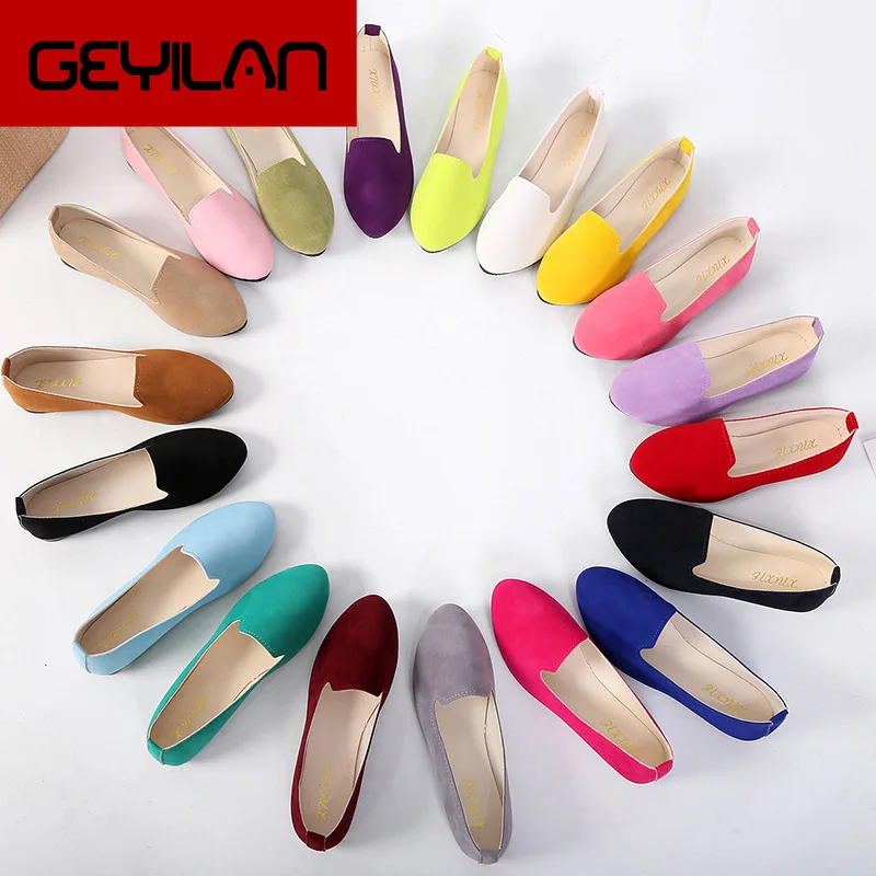 

Plus Size 35-43 Shallow Woman Shoes Candy Color Women Flats Black Slip on Flat Shoes Female Single Shoes Big Size Ballet Flats A