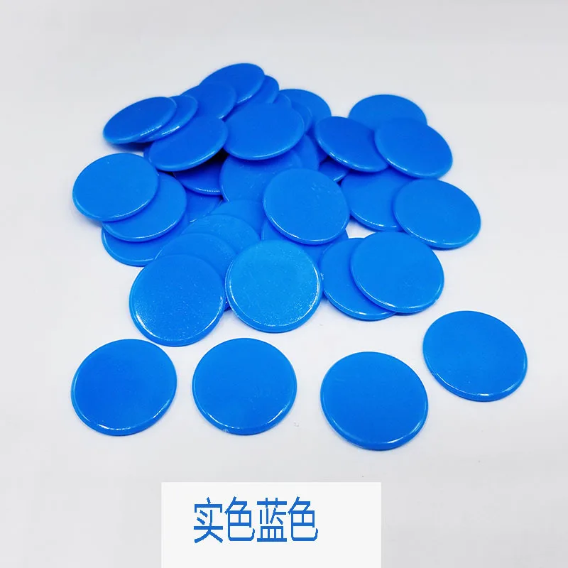 100PCS/Set 4 Colors 19mm Creative Gift Accessories Plastic Poker Chips Casino Bingo Markers Token Fun Family Club Game Toy - Цвет: 100pcs blue