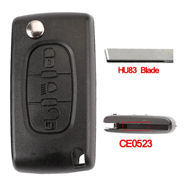 Jingyuqin Remote Flip Car Key Shell For Peugeot 206 408 1/2/3/4/5/6/807 Partner Citroen C1/2/3/4/5/6/7/8 Xsara Picasso CE0523/36 3B Lamp HU83 CE0523