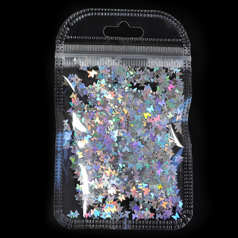 1 сумка голографическая бабочка блестящая микро Лазерная Звезда хлопья 3D серебристые золотые блестки лак для маникюра украшения для ногтей - Цвет: 2