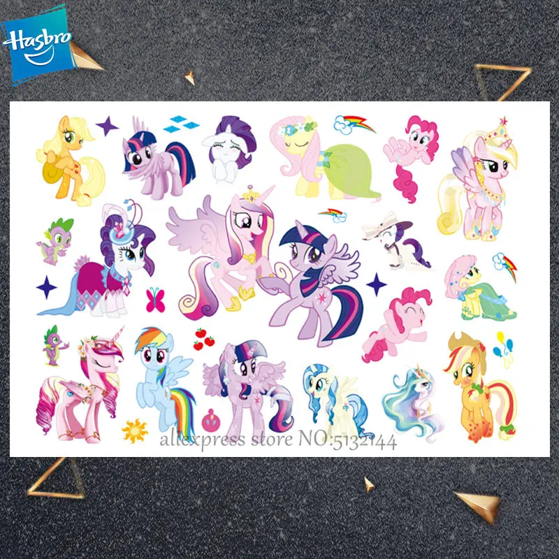 Hasbro My Little Pony Pegasus мультяшная временная татуировка наклейка для девочек Детская игрушка Водонепроницаемая морская День Рождения вечерние подарок для детей