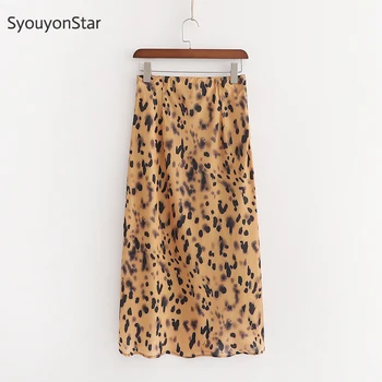 

SyouyonStar Leopard Women Skirts Hip Package High Waist Midi Skirt Summer 2020