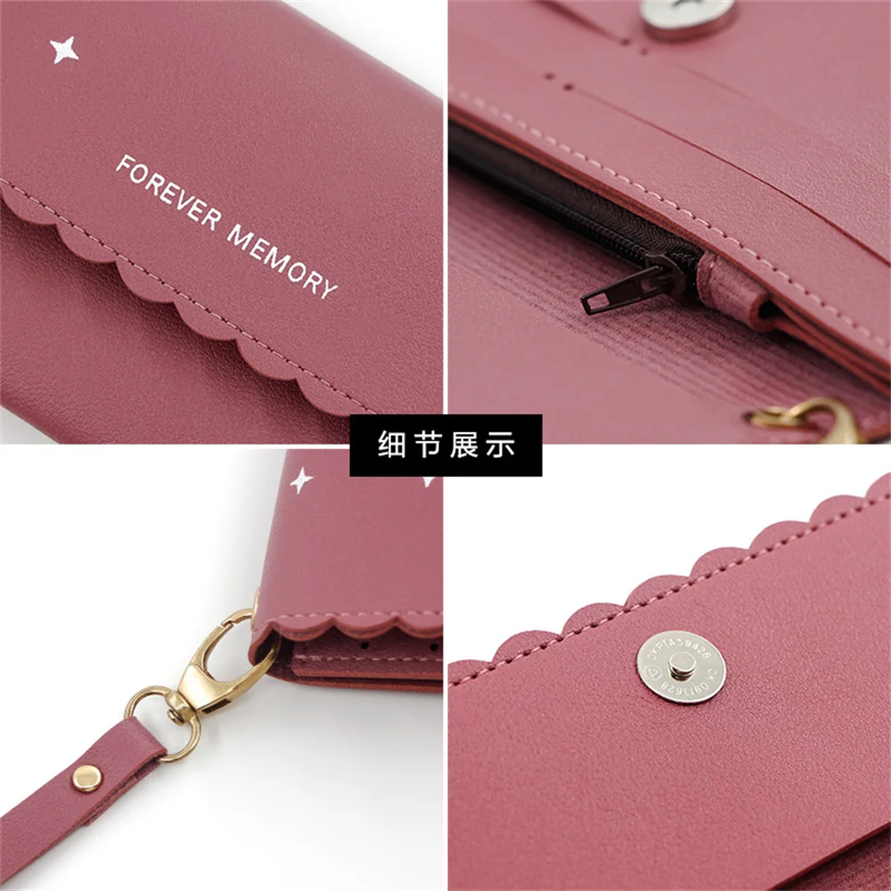 Big Capacity Thin Strap Envelop Design Carteira Gifts Star Pattern Metal Accessories Long Wallet for Woman Shopping Pocket Bag