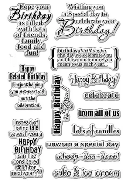 CLEAR STAMP birthday DIY Scrapbook Card album paper craft silicon rubber roller transparent stamps 88