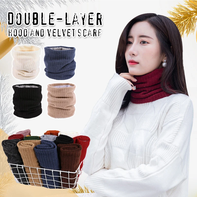 

Унисекс зимний шейный платок флисовый зимний теплый кольцевой мужской женский воротник детский снуд теплый вязаный шарф