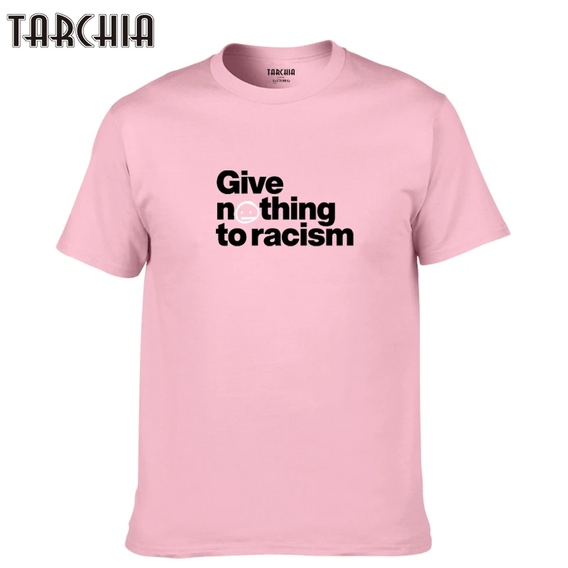 TARCHIA/новинка года; футболка; хлопковые топы; футболка с надписью «give nothing to raism»; мужская брендовая повседневная модная футболка с короткими рукавами для мальчиков; homme t plus
