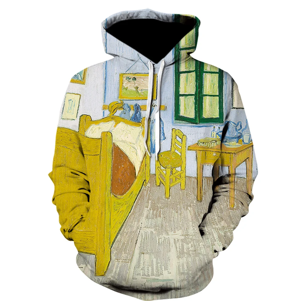 

Van Gogh Yellow table chair Hoodies Men Women New fashion Casual Harajuku Hip Hop Hoodie 3D Print Pullover winter Hooded
