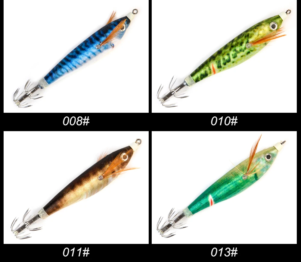 FTK Meer Angeln Köder Harten Köder Holz Garnelen 8 cm 10g Angeln Wobbler Tintenfisch Haken Jig Künstliche Köder jigging locken Octopus Köder – Detail 9